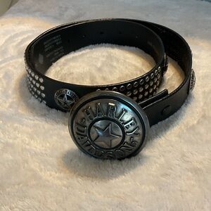 Harley-Davidson Black Studded Belt with Silver Buckle